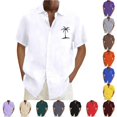 thumbnail image 1 of XIAOCHA Coconut Tree Print Hawaiian Shirt For Men Camp Collar Short Sleeve Summer Beach Button Down Top, 1 of 4