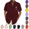 thumbnail image 1 of XIAOCHA Coconut Tree Print Hawaiian Shirt For Men Camp Collar Short Sleeve Summer Beach Button Down Top, 1 of 4