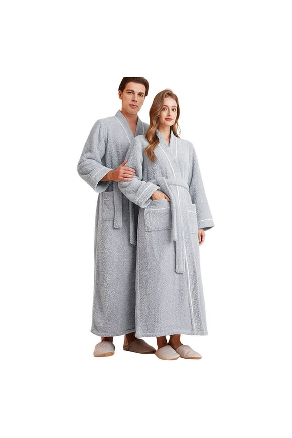 Couples' Bathrobe Set Fleece Loungewear Robes With Pockets For Cozy Home Sleepwear