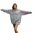 thumbnail image 1 of XIAOCHA Couples Colorful Striped I Love You This Much Hoodie Valentine Loose Long Sleeve Hooded Spring Pullover Soft Daily Top, 1 of 6