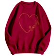 thumbnail image 1 of XIAOCHA Couples Heart Script Sweatshirt Valentine Loose Long Sleeve Round Neck Spring Pullover Soft Daily Top, 1 of 5
