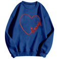 thumbnail image 1 of XIAOCHA Couples Heart Script Sweatshirt Valentine Loose Long Sleeve Round Neck Spring Pullover Soft Daily Top, 1 of 5