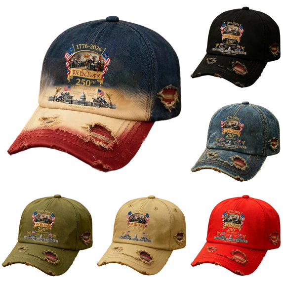 XIAOCHA Distressed Printed Dad Hat for Men Adjustable Hat Band Sports Party Baseball Cap for Daily Ball Cap,White