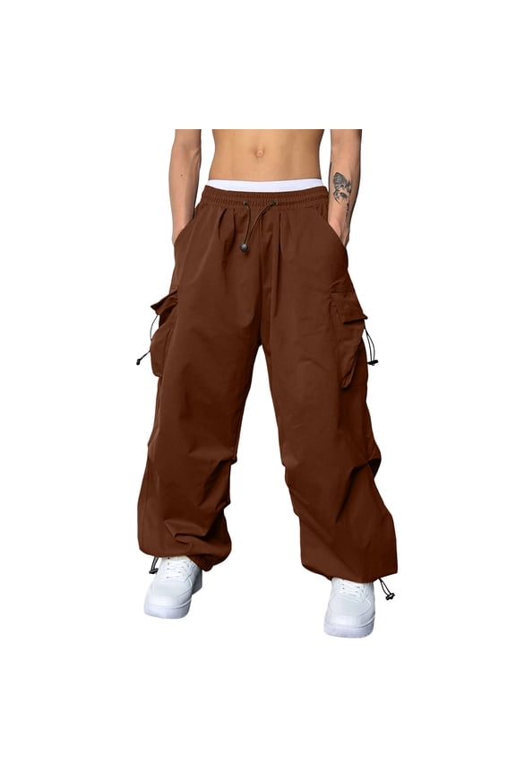 Drawstring ed Cargo Joggers for Men Multi Pocket Utility Pants Street Outdoor Wear Bottoms