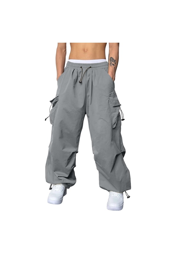 Drawstring ed Cargo Joggers for Men Multi Pocket Utility Pants Street Outdoor Wear Bottoms