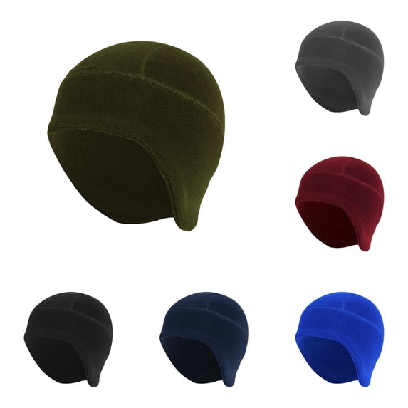 XIAOCHA Ear‑Cover Fleece Beanie for Men Fall Winter Outdoor Skull Cap,Army Green