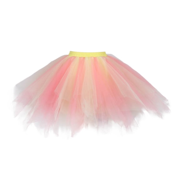 XIAOCHA Elastic Waist Tulle Tutu Skirt for Women Layered Fluffy Dance Party Stage Skirt