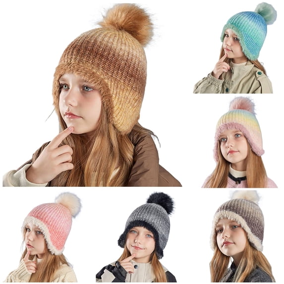XIAOCHA Embroidered Cat‑Ear Beanie for Women Knit Hats Daily‑Wear Toque,Khaki