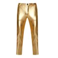 thumbnail image 1 of XIAOCHA Leather Pants for Men Shiny Metallic Slim-Fit Button Pants Stretchy Comfy Trendy Performance PantsGoldL, 1 of 3