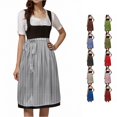 thumbnail image 1 of XIAOCHA Flared Dirndl Skirts for Women Dot Stripe Print Oktoberfest Midi Apron Dresses Party Bottoms,Light Gray,Sizes M, 1 of 8