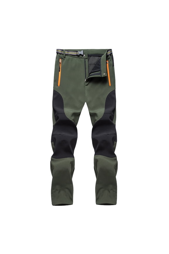 Hiking Pants for Men Winter Warm Windproof Straight Pants Outdoor Trekking Workout PantsArmy GreenL