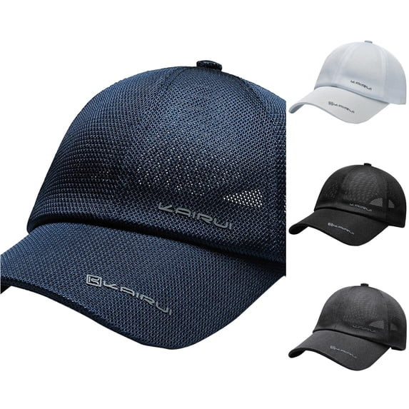 XIAOCHA Full‑Mesh Trucker Hat for Men Adjustable Hat Band Outdoor Baseball Cap,Blue