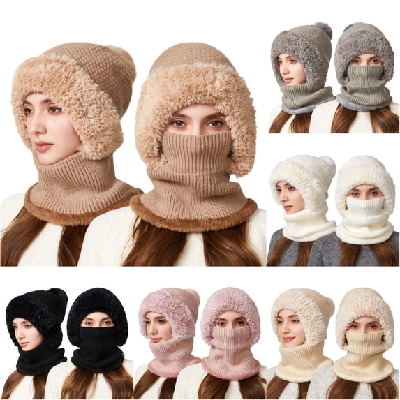 XIAOCHA Fuzzyâ Balaclava for Women Solid Outdoor Hiking Neck Gaiter Fall Winter Neckwear,Khaki