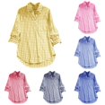 thumbnail image 1 of XIAOCHA Gingham Print Button Down Shirt For Women Lapel Long Sleeve Loose Pocket Blouse, 1 of 6