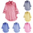 thumbnail image 1 of XIAOCHA Gingham Print Button Down Shirt For Women Lapel Long Sleeve Loose Pocket Blouse, 1 of 6