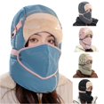 thumbnail image 1 of XIAOCHA Goggle‑Compatible Trapper Hat for Women Padded‑Shell Fall‑Winter Bonnet,Blue, 1 of 5