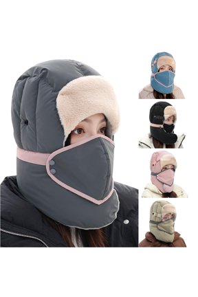 Goggle‑Compatible Trapper Hat for Women Padded‑Shell Fall‑Winter Bonnet,Grey