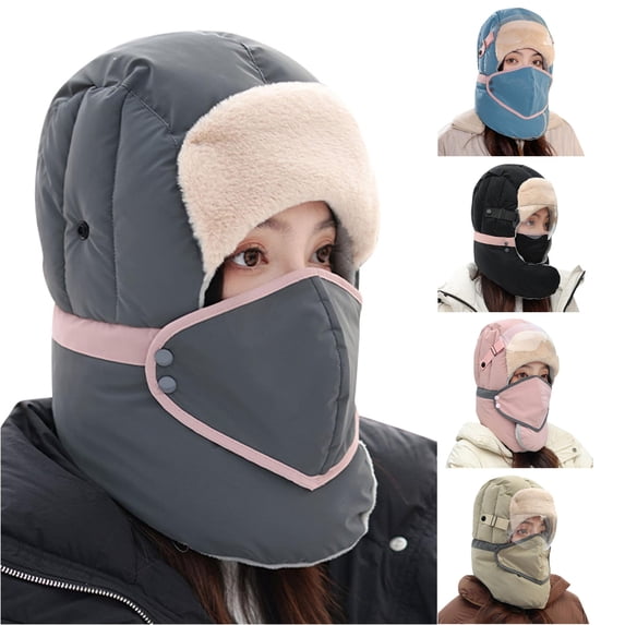 XIAOCHA Goggle‑Compatible Trapper Hat for Women Padded‑Shell Fall‑Winter Bonnet,Grey