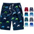thumbnail image 1 of XIAOCHA Gradient Plaid Swim Shorts For Men Elastic Drawstring Summer Beach Trunks, 1 of 8