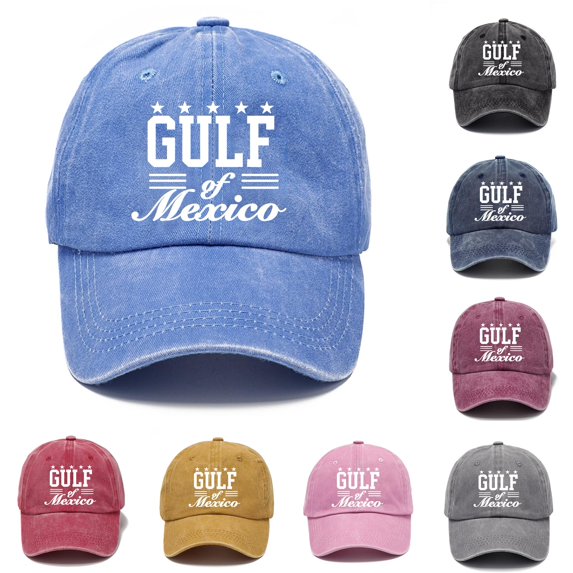 XIAOCHA Gulf Of Mexico Letter Baseball Cap for Men Adjustable Hat Band Hiking Daily Dad Hat,Blue