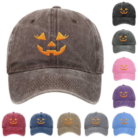 XIAOCHA Halloween Embroidered Baseball Cap for Women Adjustable Hat Band Party Travel Dad Hat,Coffee