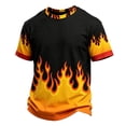thumbnail image 1 of XIAOCHA Halloween Flame Print T Shirt for Men Short Sleeve Crew Neck Fire Graphic Pullover Top, Black, Sizes L, 1 of 4