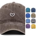 thumbnail image 1 of XIAOCHA Heart Embroidered Baseball Cap for Men Adjustable Hat Band Travel Outdoor Dad Hat,Coffee, 1 of 4
