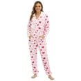 thumbnail image 1 of XIAOCHA Heart Print Onesie For Women Hooded Zip Up Fleece Jumpsuit Nightwear, 1 of 7