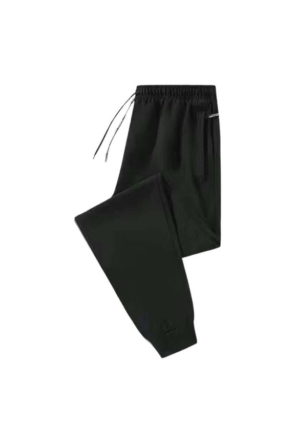 Ice Silk Jogger Sweatpants Relaxed Drawstring Straight Pants Soft Athletic Gym Workouts PantsBlackXXXL