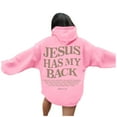 thumbnail image 1 of XIAOCHA "Jesus" Letter Hoodie for Women Loose Fit Drawstring Pullover Hooded Top Casual Trendy Streetwear Hoodies, 1 of 6