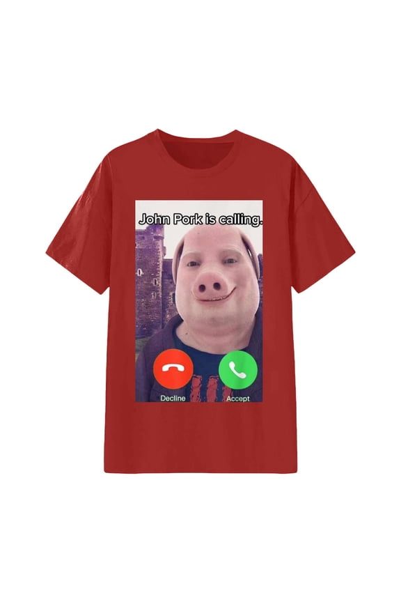 John Pork Meme Graphic Tee For Men Short Sleeve Crew Neck Top Soft Casual Funny Shirt
