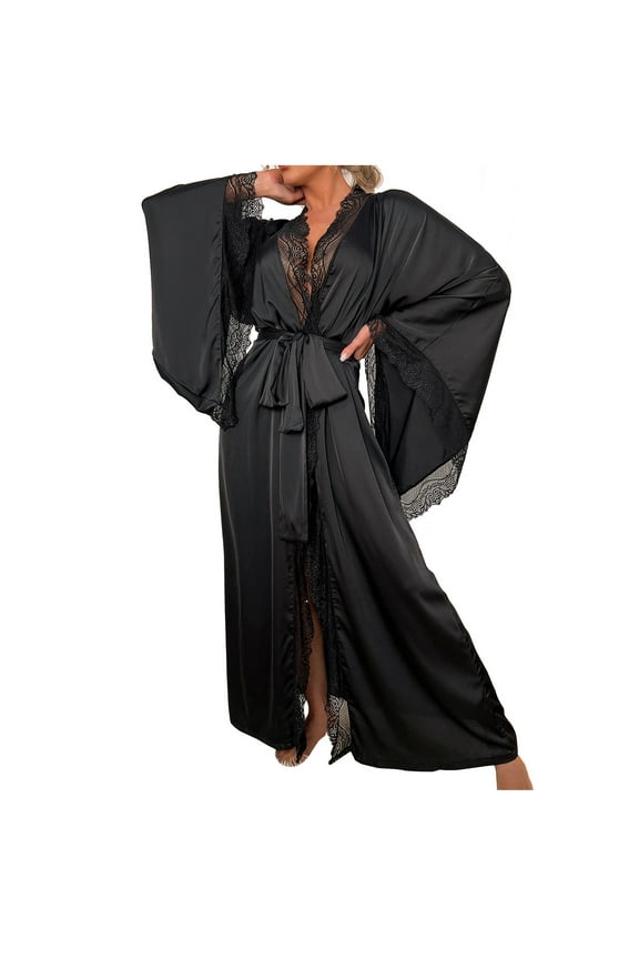 Ladies' Luxury Long Sleep Robe Lightweight Loungewear With Pockets For Comfortable Homewear
