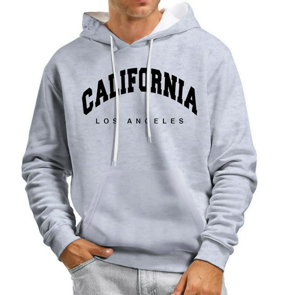 XIAOCHA Letter Hoodies for Men Fleece Loose Fit Hooded Sweatshirt Soft Casual Streetwear Hoodie