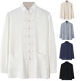 thumbnail image 1 of XIAOCHA Mandarin Collar Jacket For Men Long Sleeve Knot Button Traditional Casual Outerwear, 1 of 7