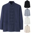 thumbnail image 1 of XIAOCHA Mandarin Collar Jacket For Men Long Sleeve Knot Button Traditional Casual Outerwear, 1 of 5