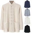 thumbnail image 1 of XIAOCHA Mandarin Collar Jacket For Men Long Sleeve Knot Button Traditional Casual Outerwear, 1 of 7