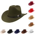 thumbnail image 1 of XIAOCHA Men Buckle‑Belt‑Accent Cowboy Hat Solid Horse‑Riding Farm Cowgirl Hat,Green, 1 of 3