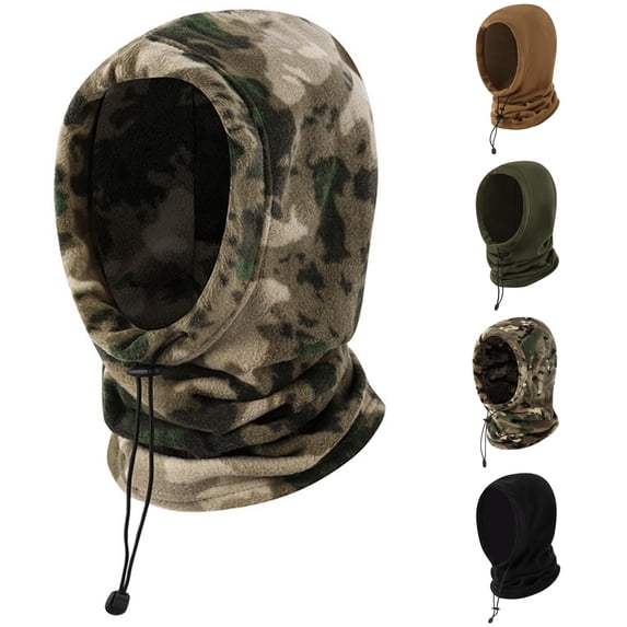 XIAOCHA Men’S Drawstring‑Adjust Balaclava Solid Outdoor Fall‑Winter Hood,CE2