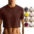 thumbnail image 1 of XIAOCHA Men Solid Crop T Shirt Short Sleeve Crew Neck Fashion Casual Tops, 1 of 4
