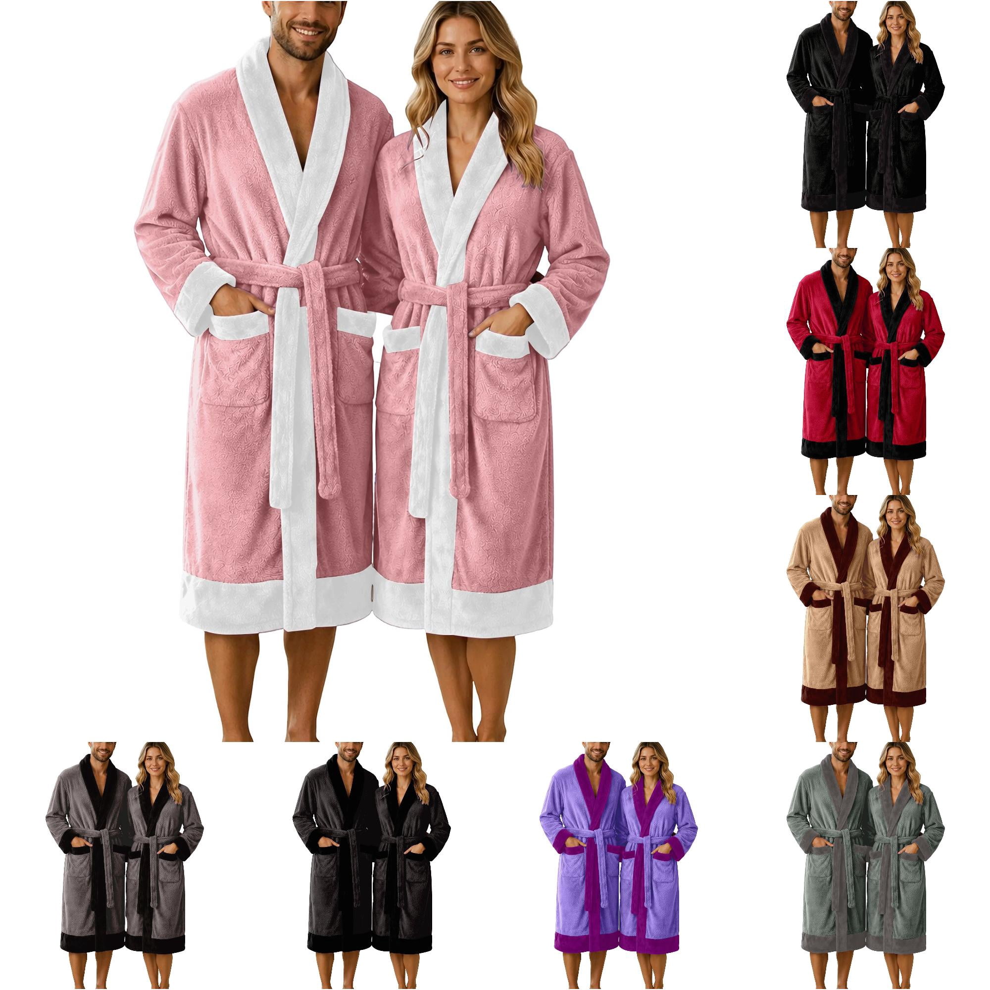 XIAOCHA Men Solid Flannel Bathrobe Pajama Soft Cozy Shawl Collar ...