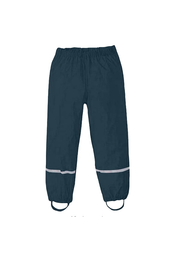 Men Solid Reflective Strip Rain Pants Drawstring Waterproof Slacks Outdoor Daily Wear Trousers