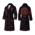 thumbnail image 1 of XIAOCHA Men Viking Vegvisir Print Robe Shawl Collar Wrap Bathrobe Belt Pocket Nightwear, 1 of 3