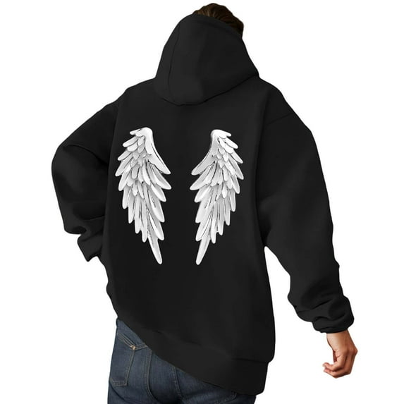 XIAOCHA Men's 3D Angel Wings Hoodies Loose Hooded Sweatshirt Vintage Streetwear Athletic Workout Hoodie