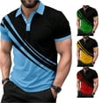 thumbnail image 1 of XIAOCHA Men's Athletic Polo Shirt Color‑Block Short‑Sleeve Collared Polos, Light Blue, Sizes XXXXXL, 1 of 7