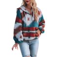 thumbnail image 1 of XIAOCHA Men's Aztec Print Hoodie Oversized Long Sleeve Hooded Half Zip Hoodie Warm Boho Outdoor Hoodies, 1 of 5