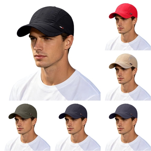 XIAOCHA Men's Breathable Baseball Cap Adjustable Dad Hat Outdoor Snapback Hat,Black