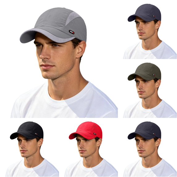 XIAOCHA Men's Breathable Baseball Cap Adjustable Dad Hat Outdoor Snapback Hat,Grey