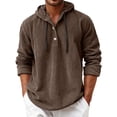 thumbnail image 1 of XIAOCHA Men's Button Placket Hoodies Corduroy Fleece Loose Hooded Sweatshirt Vintage Drawstrings Fall Hoodie, 1 of 4