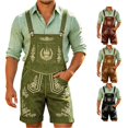 thumbnail image 1 of XIAOCHA Men's Castle Floral Embroidery Lederhosen Wide Strap Oktoberfest Bib Shorts Halloween Pants,Army Green,Sizes L, 1 of 4