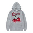 thumbnail image 1 of XIAOCHA Men's Cherry Sport Hoodie Loose Kangaroo Pocket Vintage Top Fall Winter Warm Cute Pullover Hoodies, 1 of 3